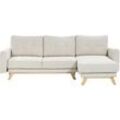 3-Sitzer Ecksofa hellbeige linksseitig mit Schlaffunktion Stauraum SIRO