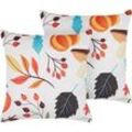 Kissen 2er Set VISCARIA Samtstoff 45 x 45 cm Bunt Pflanzenmuster