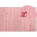 Gabbeh Teppich Wolle rosa 200 x 300 cm Tiermuster Hochflor YULAFI