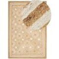 Teppich Jute beige 200 x 300 cm geometrisches Muster Kurzflor MENGEN