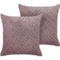 Kissen 2er Set LARKSPUR Samtstoff 45 x 45 cm Rosa Geometrisches Muster