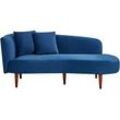 Chaiselongue Samtstoff blau linksseitig CHAUMONT