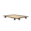 Bettgestell KARUP DESIGN "JAPAN BED Bodenbett, Holzrahmen, Futonbett, Jugendbett, Holzbett", braun (kiefer carob braun lackiert), B:168cm H:20cm L:228cm, Betten, Massivholzbett mit Lattenrost, Kiefer massiv, Bett ohne Kopfteil, Topseller