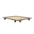 Bettgestell KARUP DESIGN "JAPAN BED Bodenbett, Holzrahmen, Futonbett, Jugendbett, Holzbett", braun (kiefer carob braun lackiert), B:188cm H:20cm L:228cm, Betten, Massivholzbett mit Lattenrost, Kiefer massiv, Bett ohne Kopfteil, Topseller