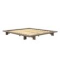 Bettgestell KARUP DESIGN "JAPAN BED Bodenbett, Holzrahmen, Futonbett, Jugendbett, Holzbett", braun (kiefer carob braun lackiert), B:208cm H:20cm L:228cm, Betten, Massivholzbett mit Lattenrost, Kiefer massiv, Bett ohne Kopfteil, Topseller