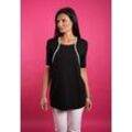 T-Shirt SEIDEL MODEN, Damen, Gr. 40, schwarz,99, Jersey, Obermaterial: 95% Viskose, 5% Elasthan, kontrastfarbene Details, casual, regular fit Po-bedeckend, Rundhals, Halbarm, Shirts, mit Kontraststreifen, MADE IN GERMANY