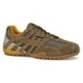 Schnürschuh GEOX "U SNAKE ORIGINAL", Herren, Gr. 39, grün (khaki, grau), Leder, Textil, sportlich, Schuhe, Schnürschuh, Freizeitschuh, Trekking Sneaker mit Lederinnensohle