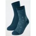 SCHIESSER Socken 2er-Pack Stay Fresh medium Schaft petrol gemustert - Fashion 43/46 male