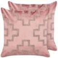 Dekokissen geometrisches Muster Samtstoff rosa 45 x 45 cm 2er Set SERGIPE