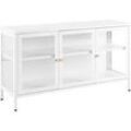 Vitrine mit Glastüren NEWPORT Metall 115 cm 35 cm Weiß