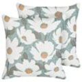 Kissen 2er Set JATROPHA Baumwolle 45 x 45 cm Hellblau Blumenmuster