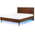 Bett mit LED Holz MIALET 160 x 200 cm Dunkelbraun