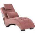 Chaiselongue Samtstoff mit Bluetooth Lautsprecher USB-Port rosa SIMORRE