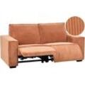 3-Sitzer Sofa Cord orange elektrisch verstellbar NUKARI