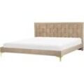 Bett mit Lattenrost Samtstoff LIMOUX 180 x 200 cm Taupe