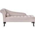 Chaiselongue Samtstoff hellbeige mit Bettkasten linksseitig PESSAC