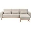 3-Sitzer Ecksofa Stoff hellbeige linksseitig mit Schlaffunktion OLLSTA