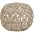 Pouf im Strickmuster beige 50 x 50 x 30 cm AADHI