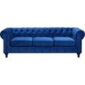 3-Sitzer Sofa Samtstoff marineblau CHESTERFIELD