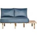 Sofa SALO Stoff Blau mit Tischen 2-Sitzer