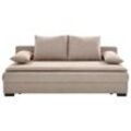 Carryhome Schlafsofa , Beige , Textil , Uni , 3-Sitzer , Füllung: Schaumstoff , 207x74-94x90 cm , Stoffauswahl, Schlafen auf Sitzhöhe, Rücken echt ,