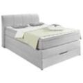 Carryhome Boxspringbett , Silber , Textil , H2 + H3 , 7-Zonen , Höhe ca. 20 cm , 140x200 cm , Topper durchgehend , Schlafzimmer, Betten,