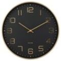 Karlsson Wanduhr Elegance Glow , Schwarz, Gold , Metall , 40x40x4.2 cm , Dekoration, Uhren, Wanduhren