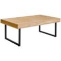 Mid.you Couchtisch , Schwarz, Eiche , Holz, Metall, Holzwerkstoff , Eiche , furniert , rechteckig , U-Form , 42.5x65x110 cm , Wohnzimmer,