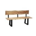 Livetastic Sitzbank , Schwarz, Akazie , Holz, Metall , Akazie , vollmassiv , Holz , 3-Sitzer , 160x85x50 cm , Esszimmer, Bänke, Sitzbänke