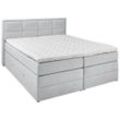 Carryhome Boxspringbett , Greige , Textil , H2 + H3 , 7-Zonen , Höhe ca. 18 cm , 180x200 cm , Bettkasten, Federkernmatratze, Stoffauswahl, Topper