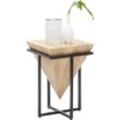 Ambia Home Beistelltisch , Natur, Schwarz , Holz, Metall , Akazie , massiv , quadratisch , eckig , 31x45x31 cm , Wohnzimmer, Wohnzimmertische,