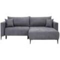 Carryhome Ecksofa , Dunkelgrau , Textil , 2-Sitzer , Füllung: Schaumstoff , seitenverkehrt montierbar, L-Form , 226x155 cm , Liegefunktion, Schlafen