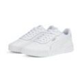 Sneaker PUMA "Carina 2.0 Sneakers Damen", Gr. 35.5, grau (weiß silber gray), Obermaterial: Textil, Synthetik, Kuhleder; Futter: Textil; Innensohle: Textil; Laufsohle: Gummi, Schuhe