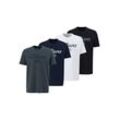 T-Shirt S.OLIVER "T-Shirt Logo T-Shirt 4er Pack", Herren, Gr. M, bunt (weiß, blau, dunkelgrau, schwarz), Obermaterial: 100% Baumwolle CO., Kurzarm, Shirts