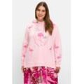 Kapuzensweatshirt mit Flamingo-Prints und Glitzersteinen, rosé gemustert, Gr.44