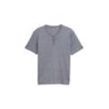 TOM TAILOR Herren Henley T-Shirt aus Baumwolle, blau, Gestreift, Gr. XXL