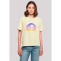 T-Shirt F4NT4STIC "Alien Peace Sunset", Damen, Gr. L, gelb (softgelb), Obermaterial: 100% Baumwolle, casual, oversize, Rundhals, Kurzarm ohne Bündchen, Shirts, Premium Qualität