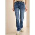 5-Pocket-Jeans CECIL "Style Toronto", Damen, Gr. 28, Länge 32, blau (mid blau wash), Denim/Jeans, Obermaterial: 78% Baumwolle, 20% Polyester, 2% Elasthan, unifarben, casual, slim fit lang, Jeans, in Slim Fit