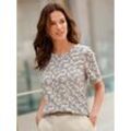 Print-Shirt INSPIRATIONEN "Print-Shirt", Damen, Gr. 36, braun (schlamm, bedruckt), 50% Baumwolle, 50% Modal, geblümt, gemustert, mehrfarbig, bedruckt, Rundhals, Kurzarm, Shirts