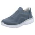 Slip-On Sneaker RIEKER SPORT "Ready2GO", Damen, Gr. 37, blau (jeansblau), Textil, Lederimitat, unifarben, sportlich, Schuhe, Slipper, Halbschuh, Freizeitschuh mit MemoSoft-Innensohle