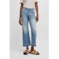 Schlagjeans BOSS ORANGE "Soft Kick Flare High Rise", Damen, Gr. 27, Länge 32, blau (open blau 460), Denim/Jeans, Obermaterial: 99% Baumwolle, 1% Elasthan, unifarben, casual, ausgestellt, Jeans, in cropped Form