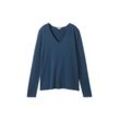 TOM TAILOR Damen Pullover mit V-Ausschnitt, blau, Uni, Gr. XS