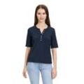 Kurzarmshirt BETTY BARCLAY "Betty Barclay Basic Shirt mit Knöpfen", Damen, Gr. 36, blau (dunkelblau), Obermaterial: 95% Baumwolle, 05% Elasthan., casual, tailliert normal, Rundhals, Halbarm, Shirts, Form