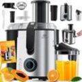 KESSER® Entsafter für Obst und Gemüse aus Edelstahl 1100W große 85 mm Einfüllöffnung inkl. Reinigungsbürste und Saftbehälter 3 Geschwindigkeitsstufen, Saftpresse Juicer