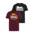 T-Shirt LONSDALE, Herren, Gr. S (44/46), rot (weinrot, schwarz), Single Jersey, Obermaterial: 60% Baumwolle, 40% Polyester, sportlich, Rundhals, Kurzarm, Shirts