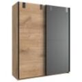 Mid.you Schwebetürenschrank Wimex Liverpool , Graphit, Eiche , Holzwerkstoff , 2 Fächer , 135x198x64 cm , BQ - Bündnis für Qualität, Made in Germany,