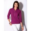 Poloshirt CASUAL LOOKS "Poloshirt", Damen, Gr. 36, pink (fuchsia), 50% Baumwolle, 50% Modal, unifarben, ohne Ausschnitt, 3/4-Ärmel, Shirts