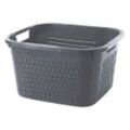 Rotho Wäschekorb Country , Anthrazit , Kunststoff , 22 L , 33.5x22.2x43.5 cm , Reach, DIN EN ISO 14001, DIN EN ISO 9001 , Tragegriffe ,