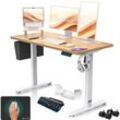 KESSER® Höhenverstellbarer Schreibtisch elektrisch Ergonomisch Steh-Sitz Schreibtisch 3-Funktions-Memory Steuerung Inkl. 360° Rollen & USB-Ladeanschluss Computertisch für Homeoffice