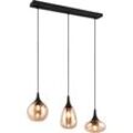 TRIO LEUCHTEN Pendelleuchte "LUMINA, E14 Hängelampe 3-flammig Glasschirme in 3 Formen amberfarbig", schwarz (schwarz matt), 3 flammig, H: 150,0cm,, Lampen, exkl 3x E14 max 40W, Hängeleuchte höhenverstellbar bis max 150 cm